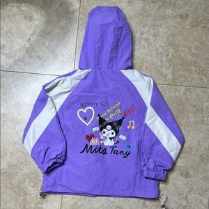 Purple Hooded Jacket with Graphic Design